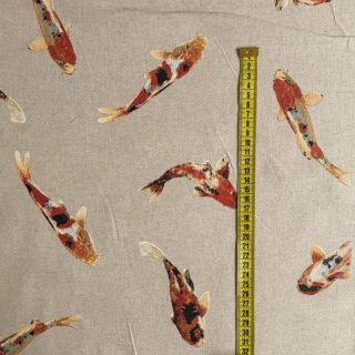 Decoration fabric Linenlook Koi carp