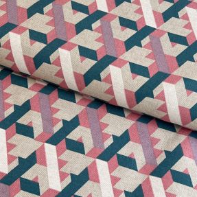 Decoration fabric Linenlook Graphic Triangles Jade