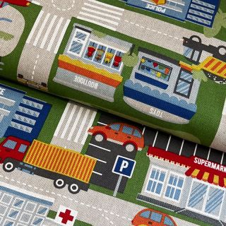 Decoration fabric Linenlook Car Roadmap
