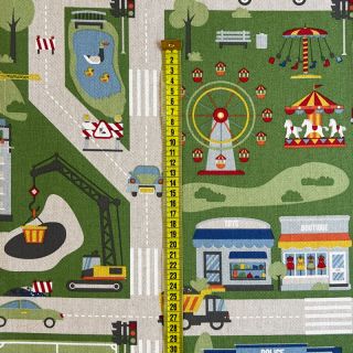 Decoration fabric Linenlook Car Roadmap