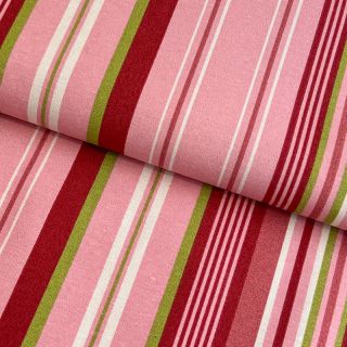 Decoration fabric Linenlook Stripe in stripe pink