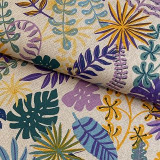 Decoration fabric Linenlook Joyful Leaves