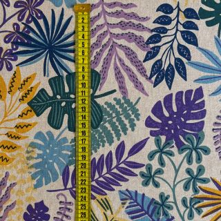 Decoration fabric Linenlook Joyful Leaves