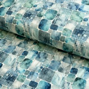Jersey VISCOSE Blocking petrol digital print