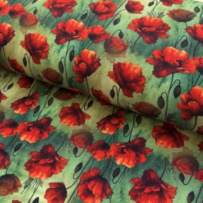 Jersey VISCOSE It's Raining Poppy's green digital print