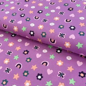 Cotton fabric Love mauve