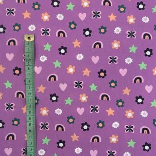 Cotton fabric Love mauve