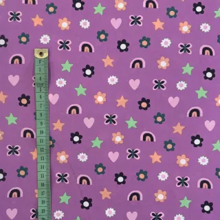Cotton fabric Love mauve