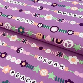 Cotton fabric Love dream mauve