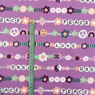 Cotton fabric Love dream mauve