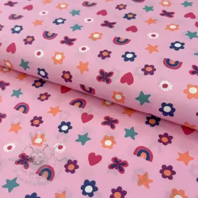 Cotton fabric Love pink