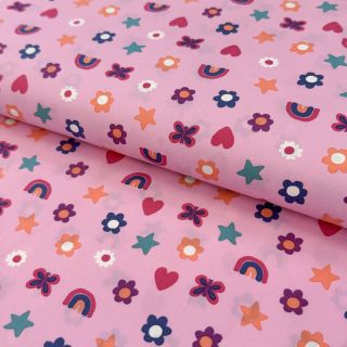Cotton fabric Love pink