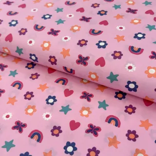 Cotton fabric Love pink