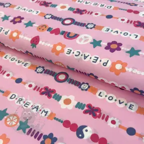 Cotton fabric Love dream pink