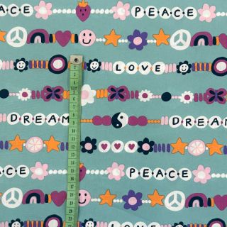 Cotton fabric Love dream light petrol