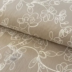 Double gauze/muslin EMBROIDERY Climbing flowers beige