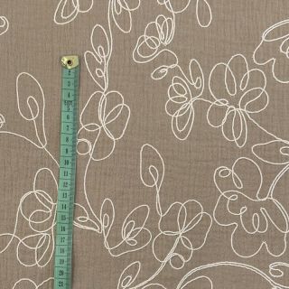 Double gauze/muslin EMBROIDERY Climbing flowers beige