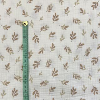 Double gauze/muslin Leaves in the wind taupe digital print