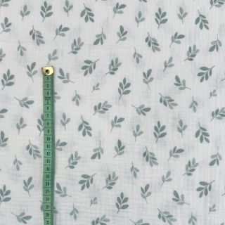 Double gauze/muslin Leaves in the wind sage digital print