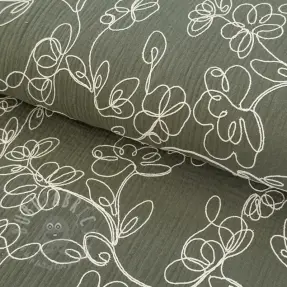 Double gauze/muslin EMBROIDERY Climbing flowers pickle
