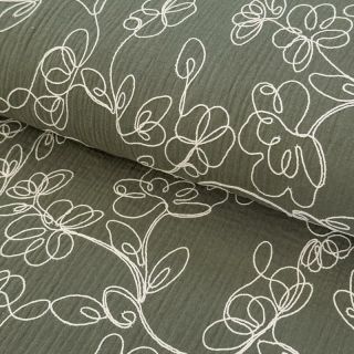 Double gauze/muslin EMBROIDERY Climbing flowers pickle