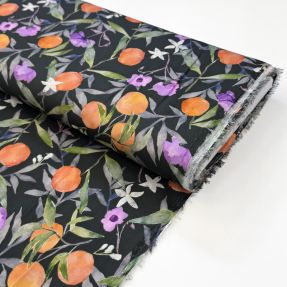 Viscose SATIN Leaves and oranges digital print