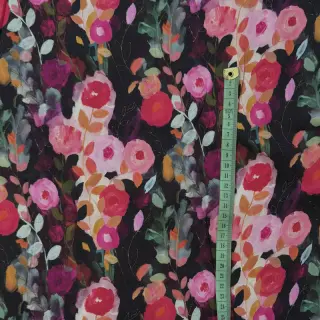 Viscose SATIN Night flowers black digital print