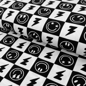 Jersey Happy faces square black digital print
