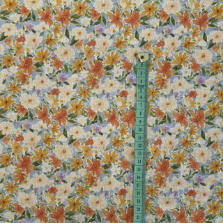 Linen viscose CREPE Flowers yellow digital print