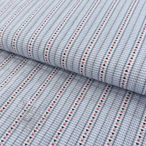 Cotton fabric JACQUARD Hearts light blue