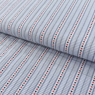Cotton fabric JACQUARD Hearts light blue