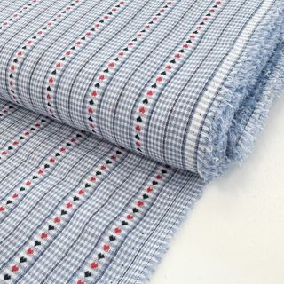 Cotton fabric JACQUARD Hearts light blue