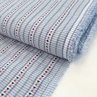 Cotton fabric JACQUARD Hearts light blue