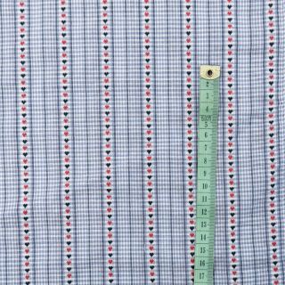 Cotton fabric JACQUARD Hearts light blue