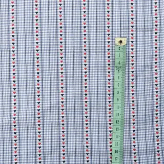 Cotton fabric JACQUARD Hearts light blue