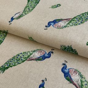 Decoration fabric Linenlook Peacock tail