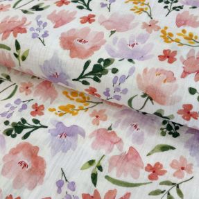 Double gauze/muslin Big summer flowers digital print