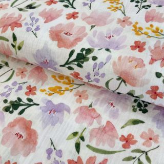 Double gauze/muslin Big summer flowers digital print