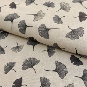 Decoration fabric Linenlook Ginko Leaf grey