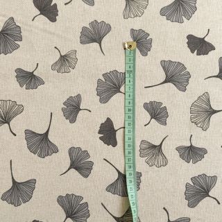 Decoration fabric Linenlook Ginko Leaf grey