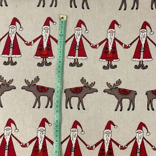 Decoration fabric Linenlook Santa and moose