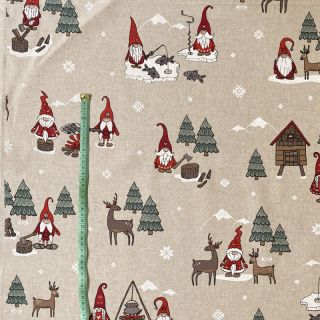 Decoration fabric Linenlook Tomto folklore adventure