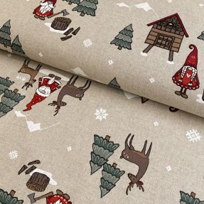 Decoration fabric Linenlook Tomto folklore adventure