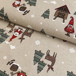 Decoration fabric Linenlook Tomto folklore adventure
