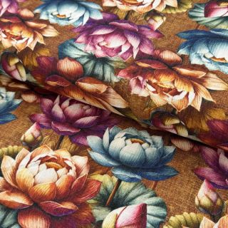 Linen viscose Marigold design C digital print