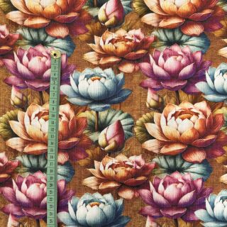 Linen viscose Marigold design C digital print