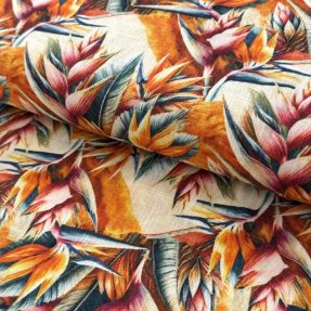 Linen viscose Marigold design A digital print