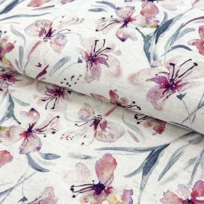 Linen viscose Natural Lin Laurel pink digital print