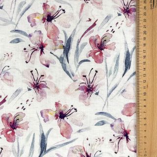 Linen viscose Natural Lin Laurel pink digital print