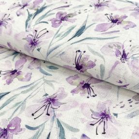 Linen viscose Natural Lin Laurel purple digital print
